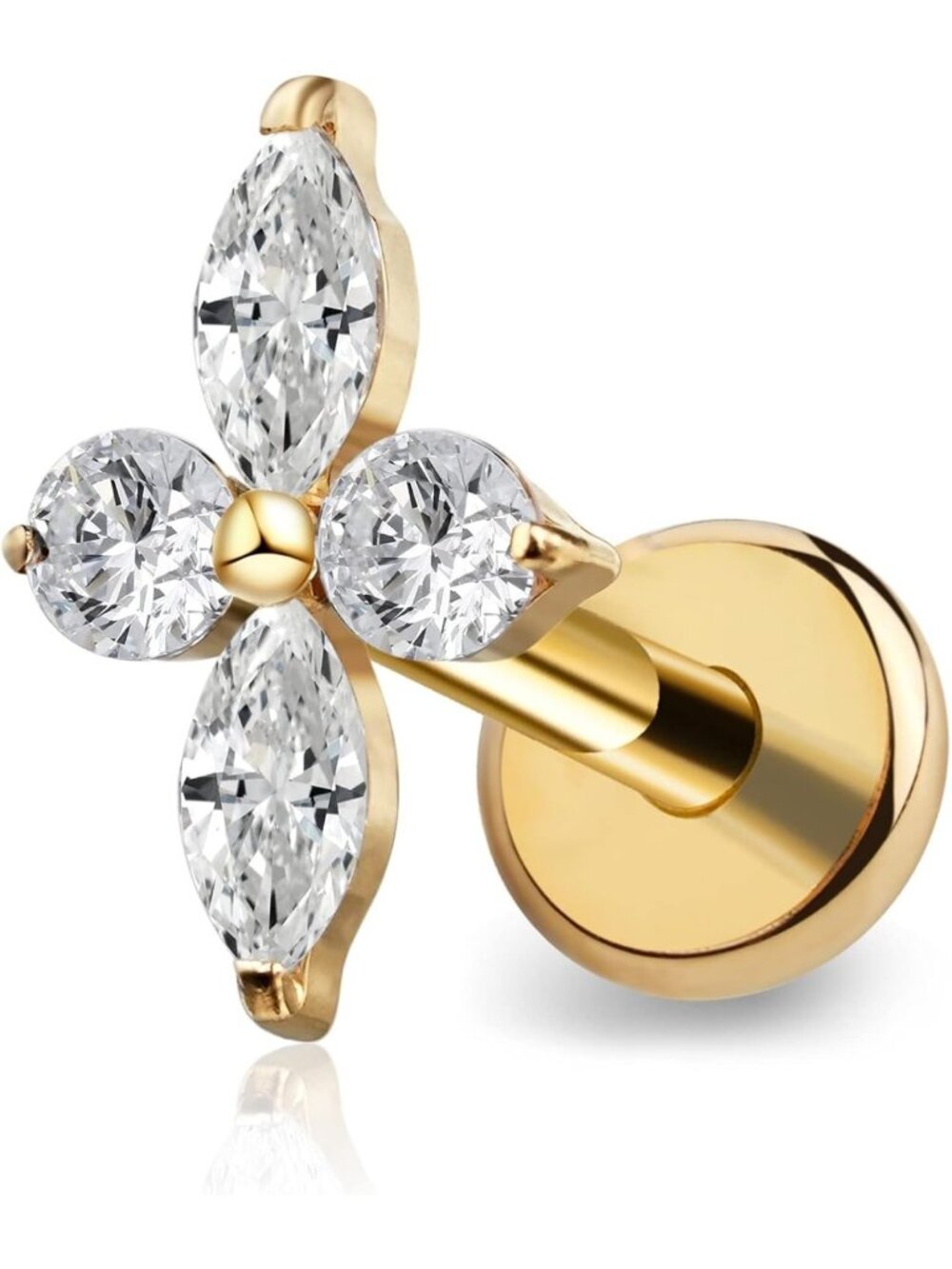 16G Titanium Flatback Stud Earring for Tragus, Helix, Conch - Cartilage Jewelry